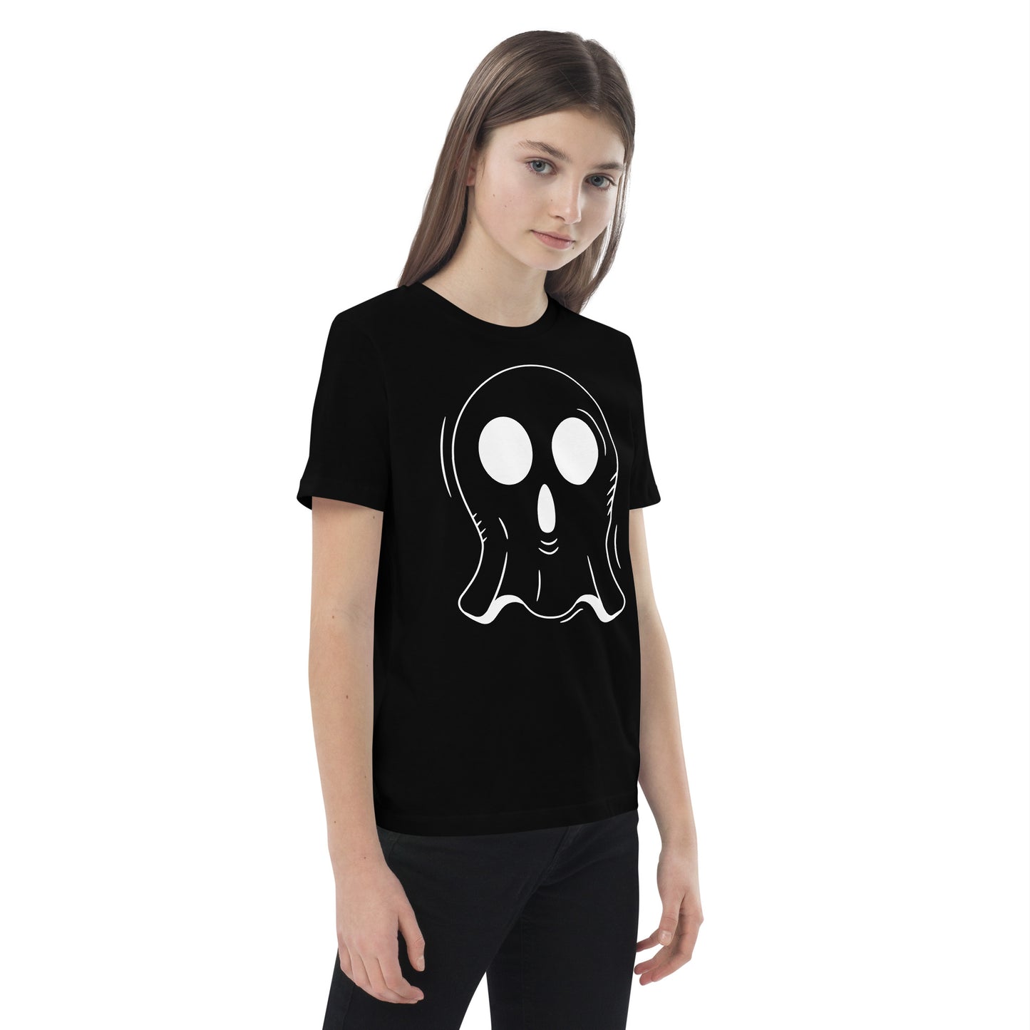 Organic cotton kids t-shirt - Halloween Ghost Black T-Shirt