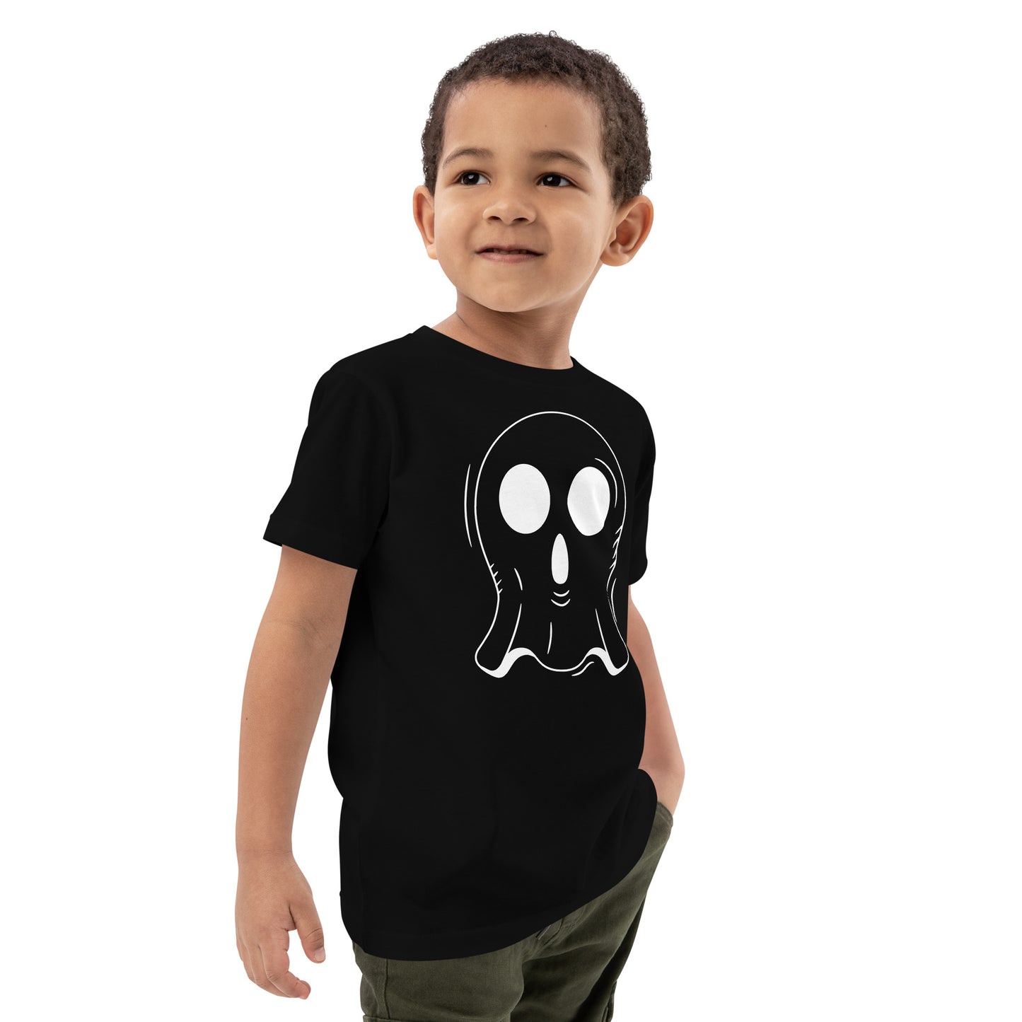 Organic cotton kids t-shirt - Halloween Ghost Black T-Shirt