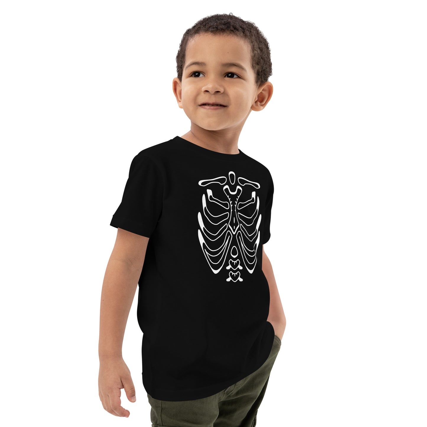 Organic cotton kids t-shirt - Halloween Skeleton Black T-Shirt