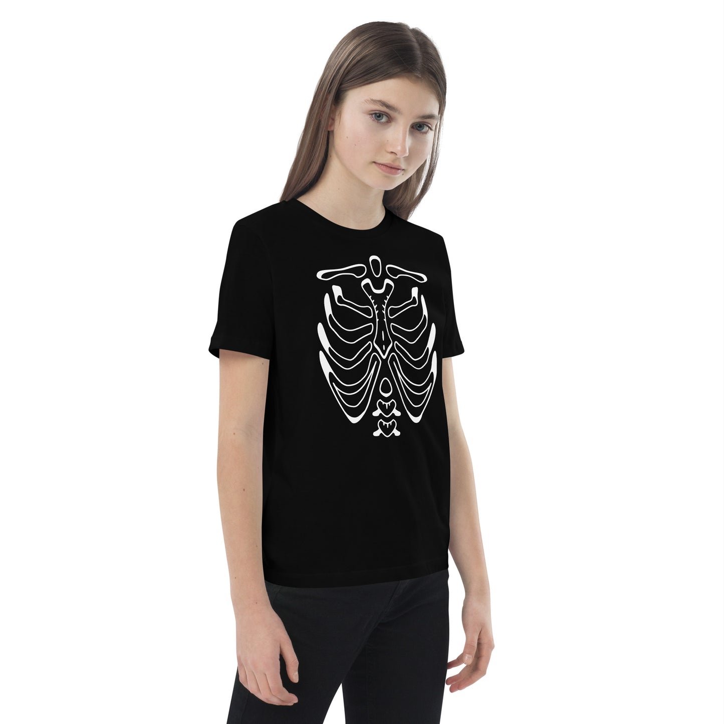 Organic cotton kids t-shirt - Halloween Skeleton Black T-Shirt