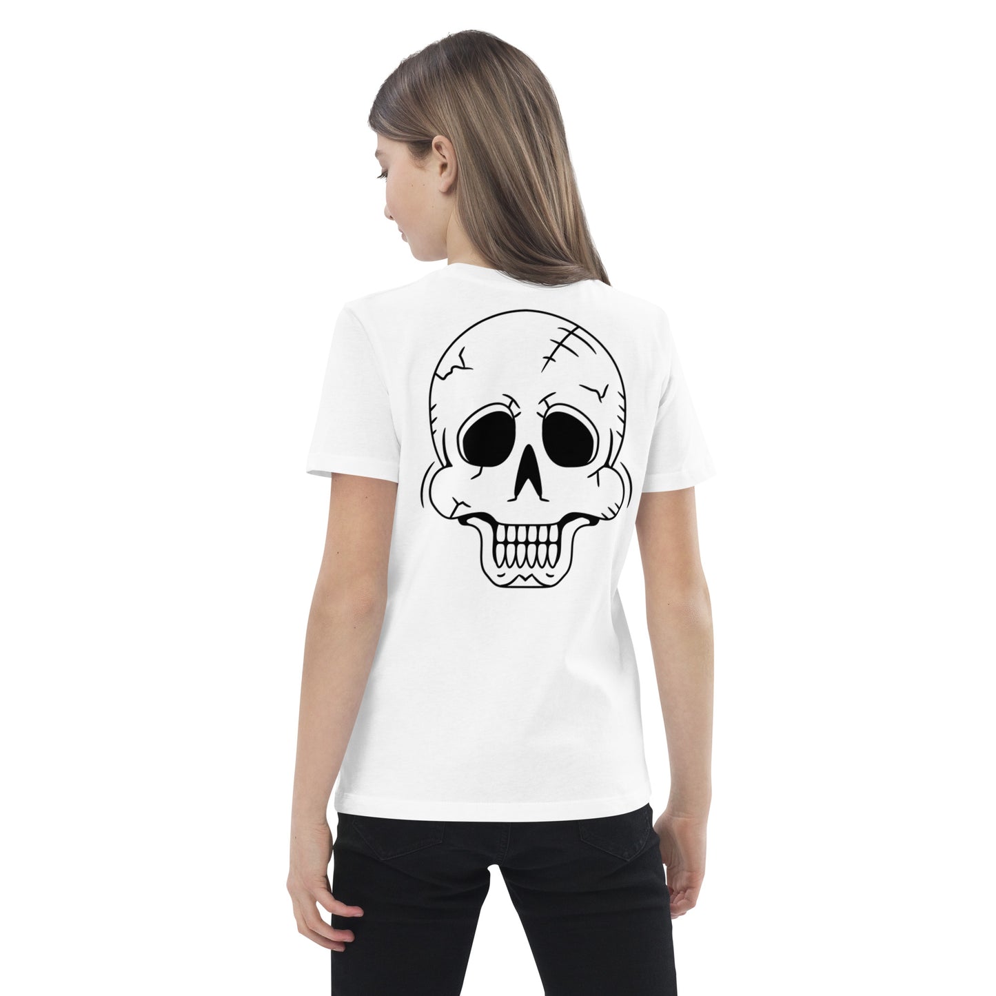 Organic cotton kids t-shirt - Halloween Skeleton White T-Shirt