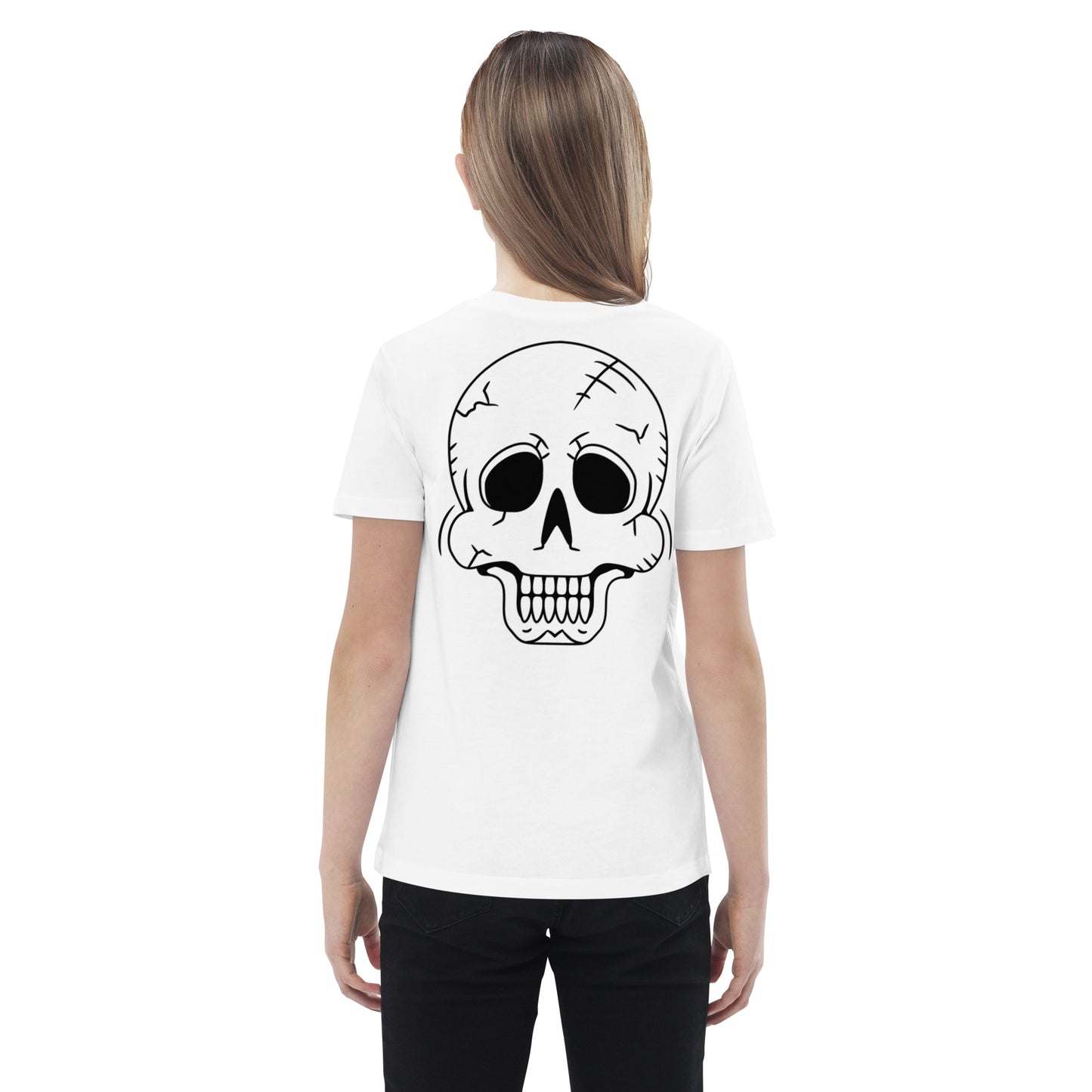 Organic cotton kids t-shirt - Halloween Skeleton White T-Shirt