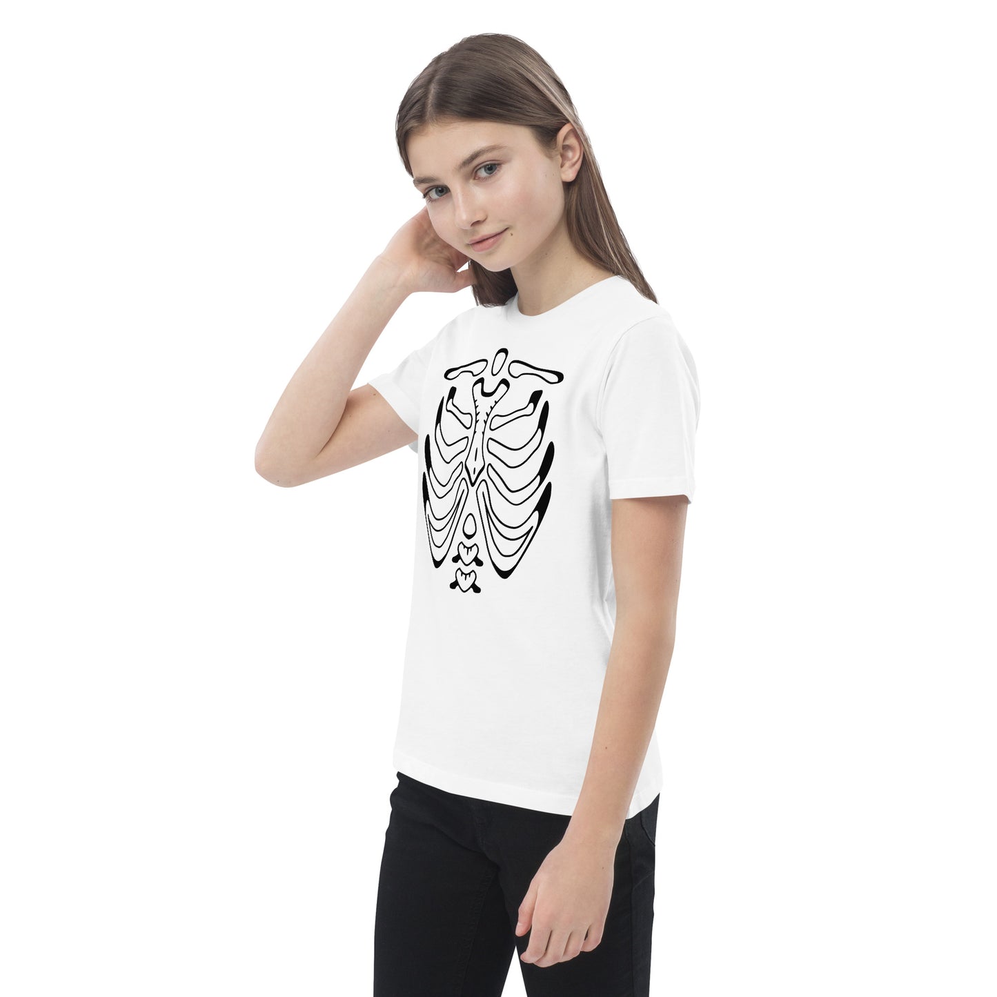 Organic cotton kids t-shirt - Halloween Skeleton White T-Shirt