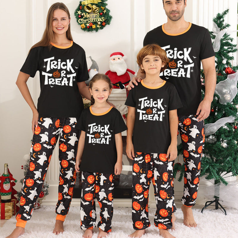 Halloween Christmas parent-child loungewear separates set two-piece pajamas short sleeves and long pants