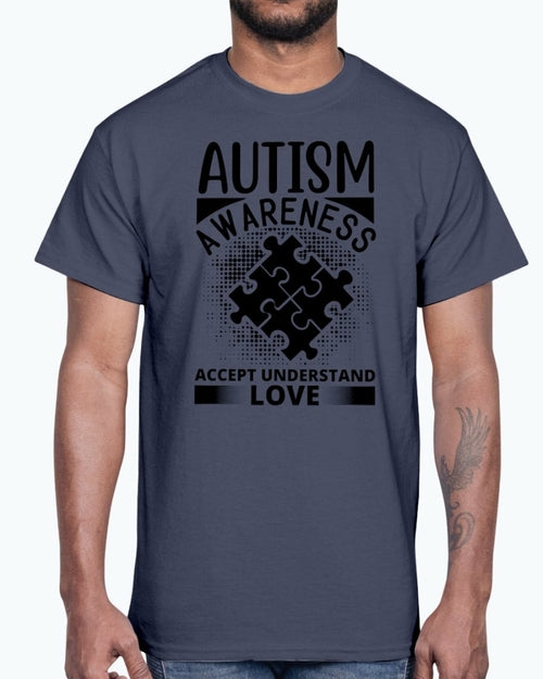 Accept, Understand, Love - Autism Awareness- Cotton Tee