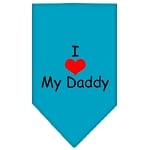 I HEART MY DADDY SCREEN PRINT BANDANA - TURQUOISE