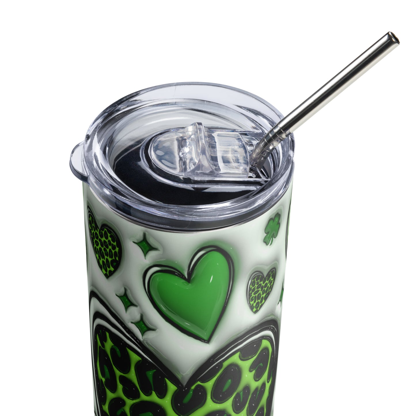 Stainless steel tumbler - St Patty's Day Leopard Print Heart