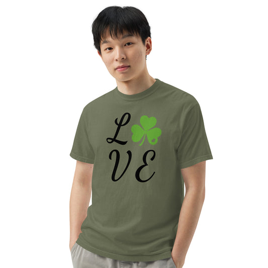 Unisex garment-dyed heavyweight t-shirt - St Patty's Day Love Clover