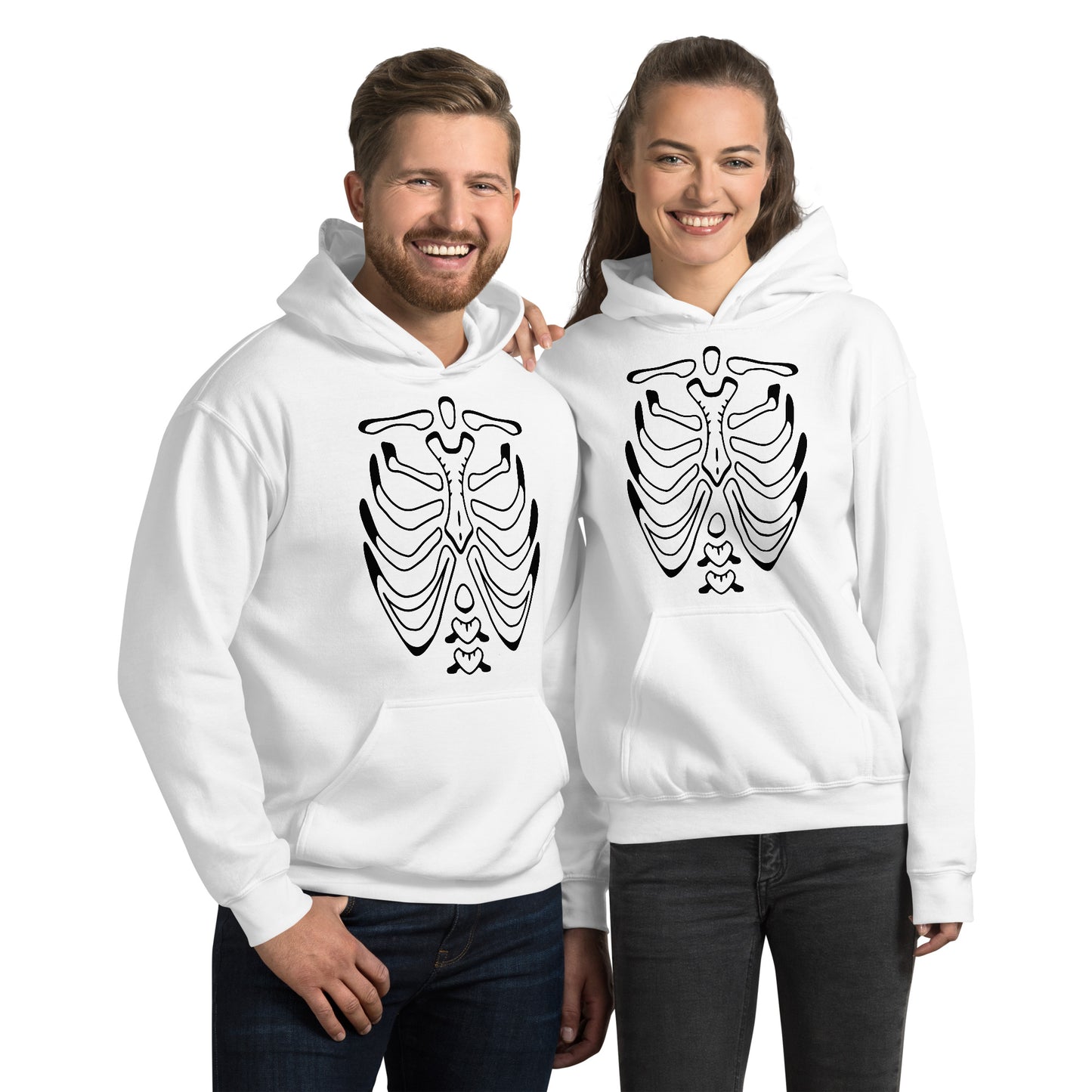 Unisex Hoodie - Halloween Skeleton White Hoodie