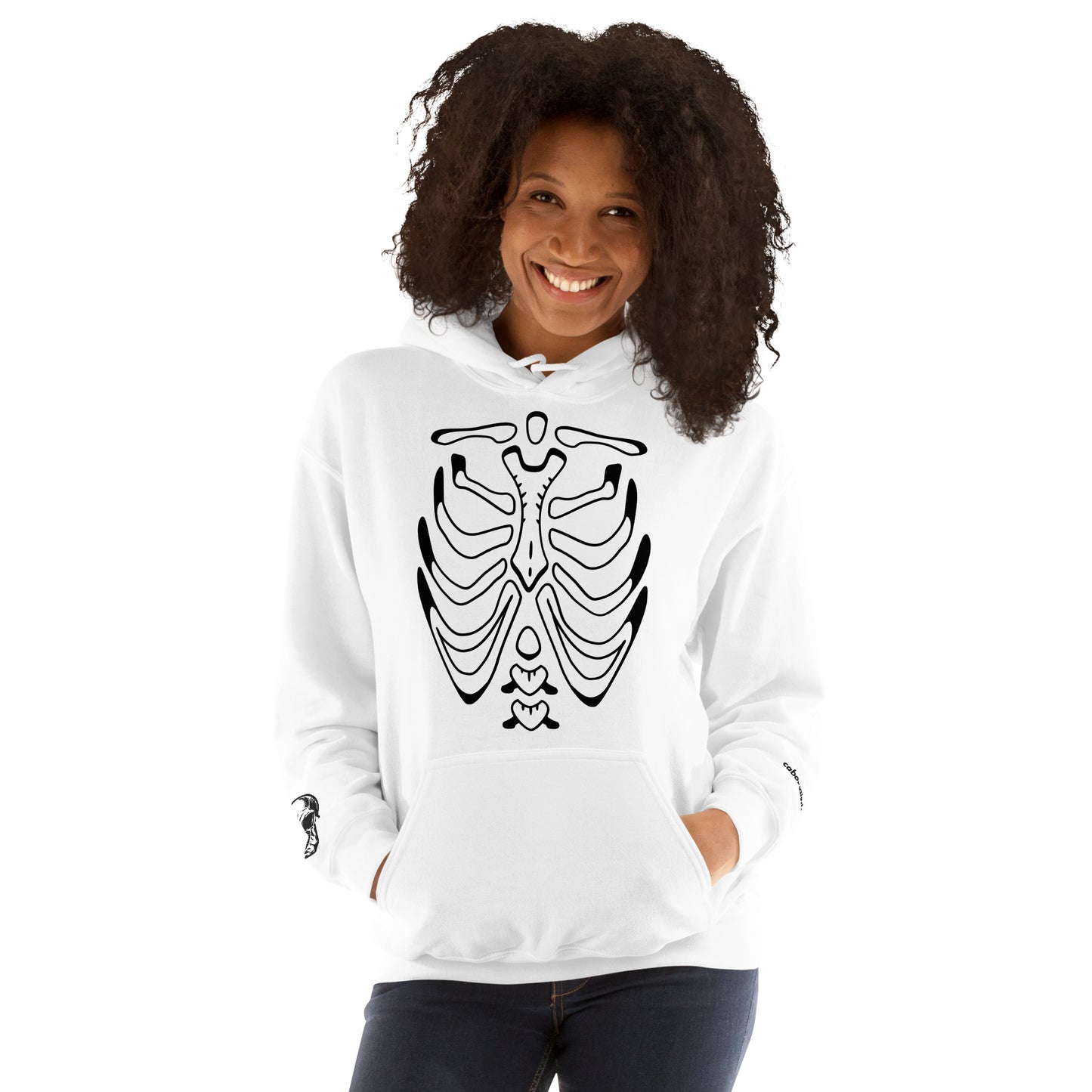 Unisex Hoodie - Halloween Skeleton White Hoodie