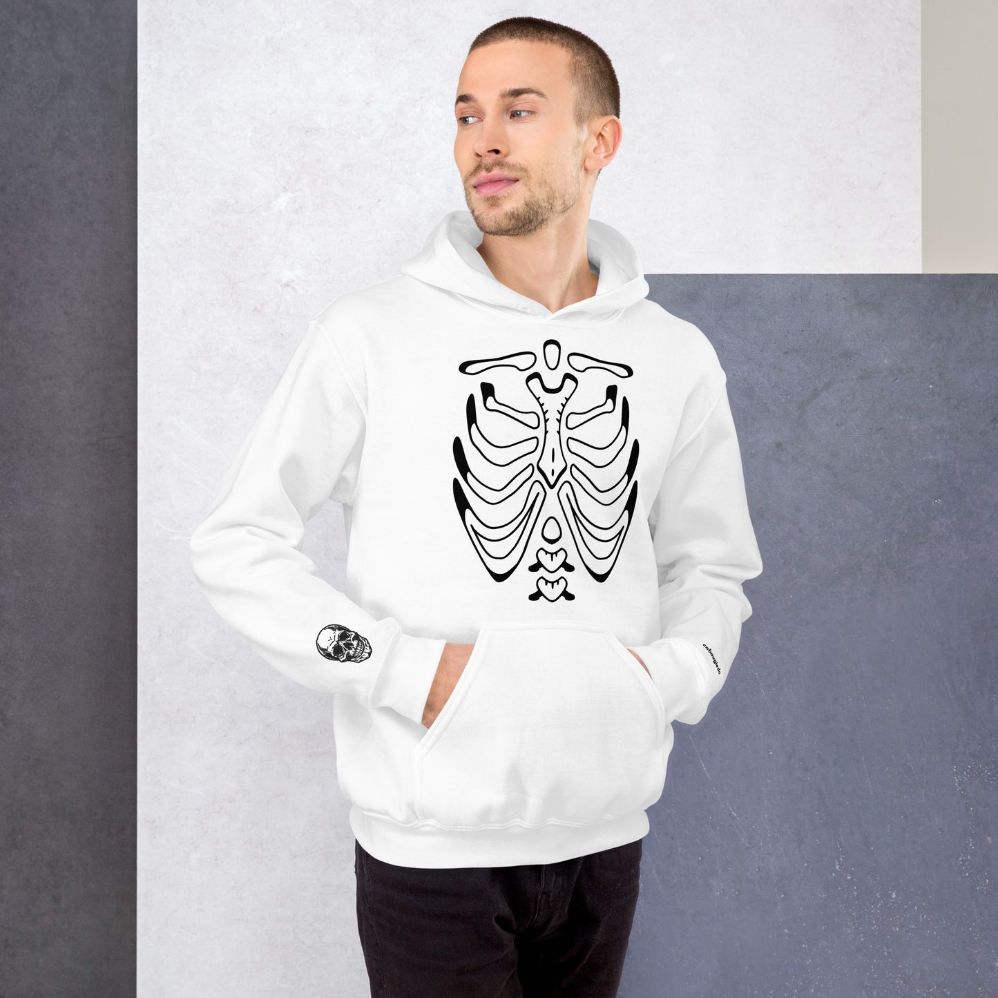 Unisex Hoodie - Halloween Skeleton White Hoodie