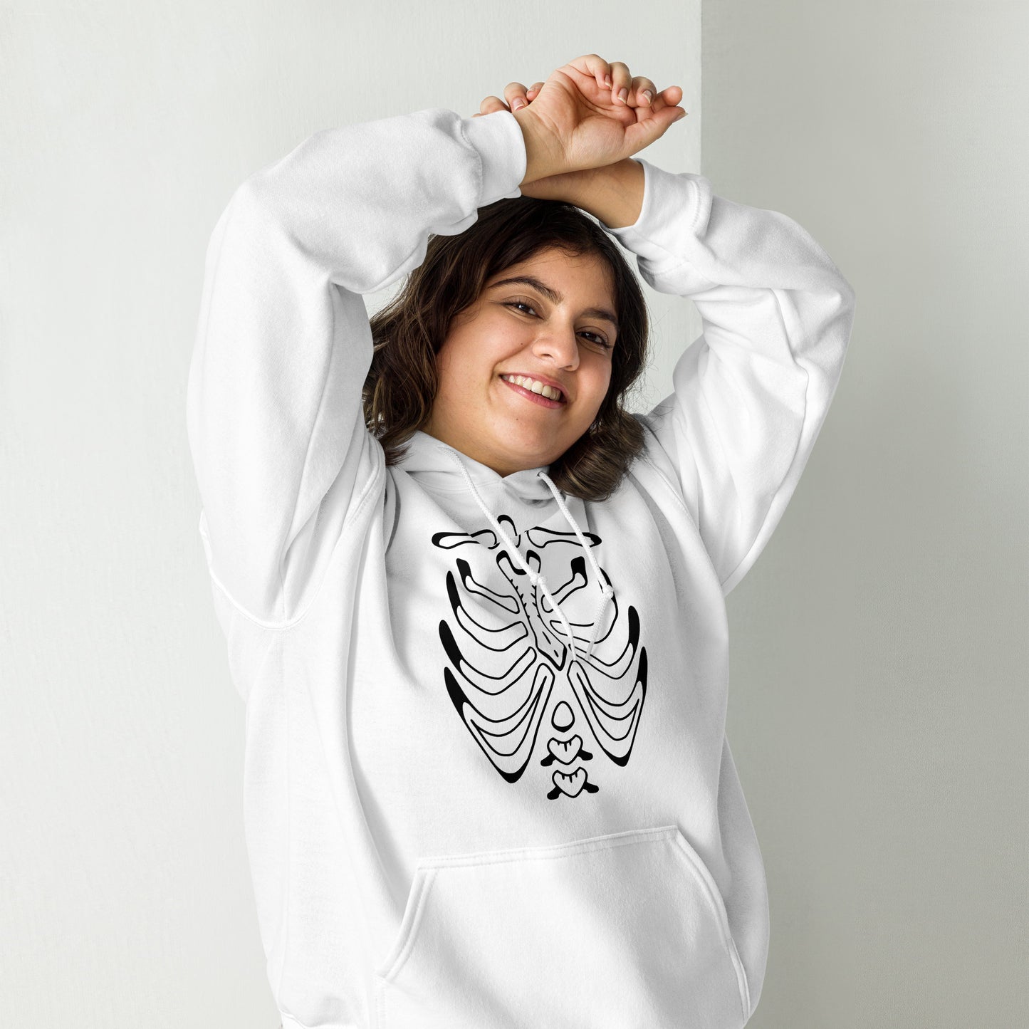 Unisex Hoodie - Halloween Skeleton White Hoodie