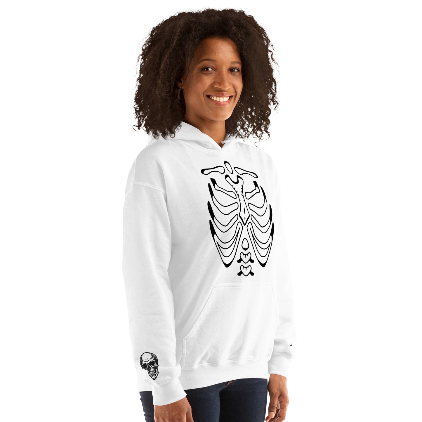 Unisex Hoodie - Halloween Skeleton White Hoodie