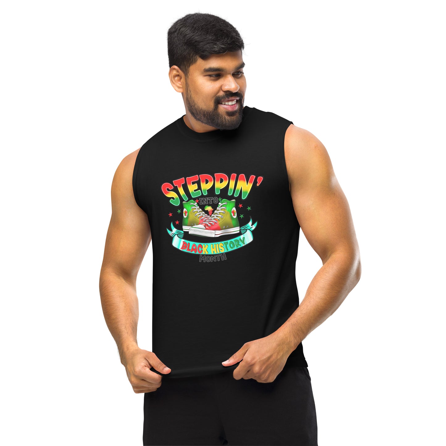 Muscle Shirt - Steppin Into Black History Month