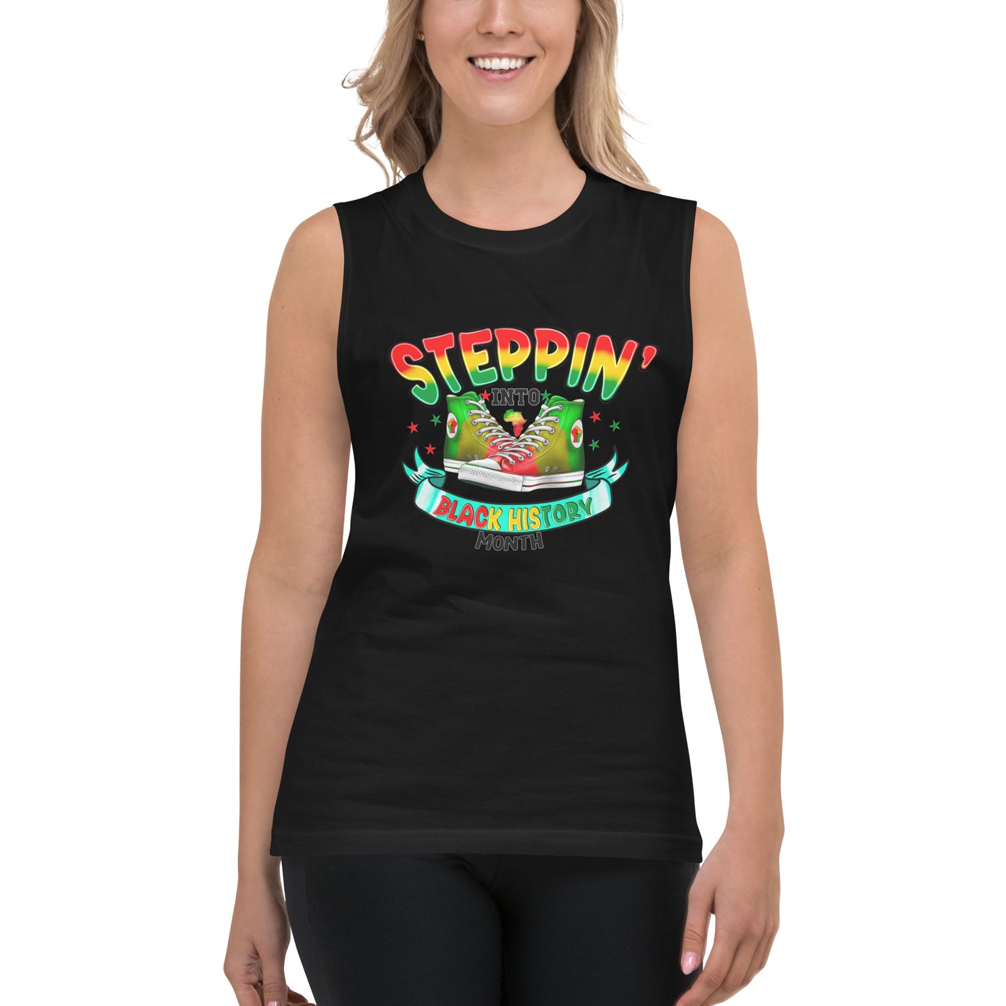 Muscle Shirt - Steppin Into Black History Month