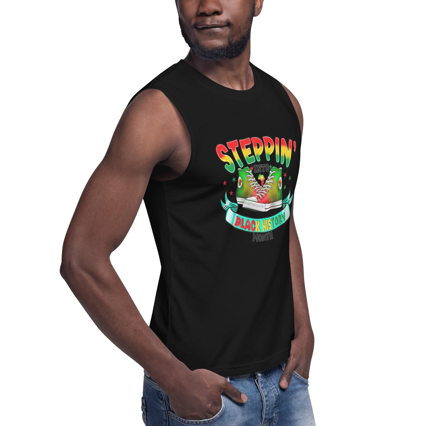 Muscle Shirt - Steppin Into Black History Month