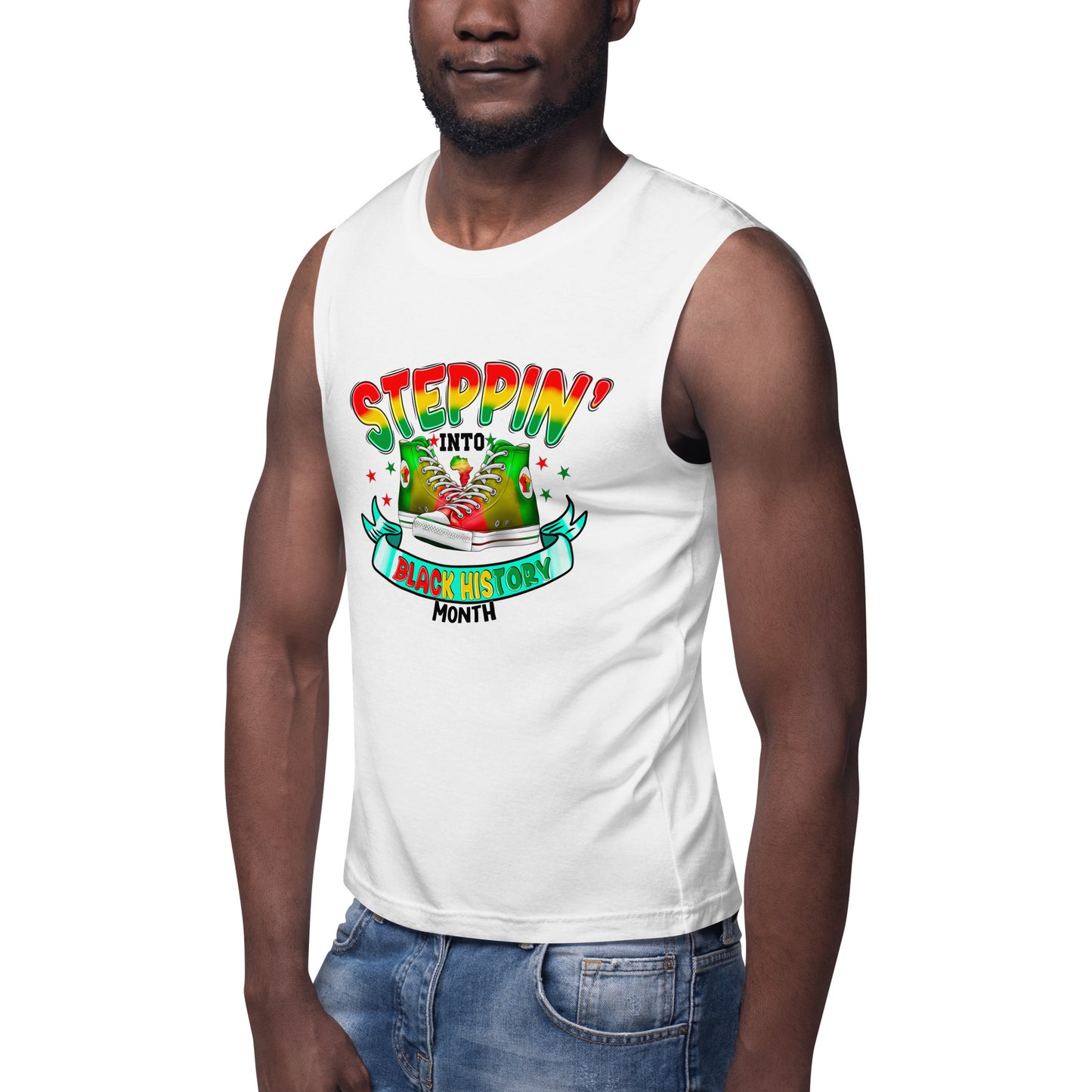 Muscle Shirt - Steppin Into Black History Month