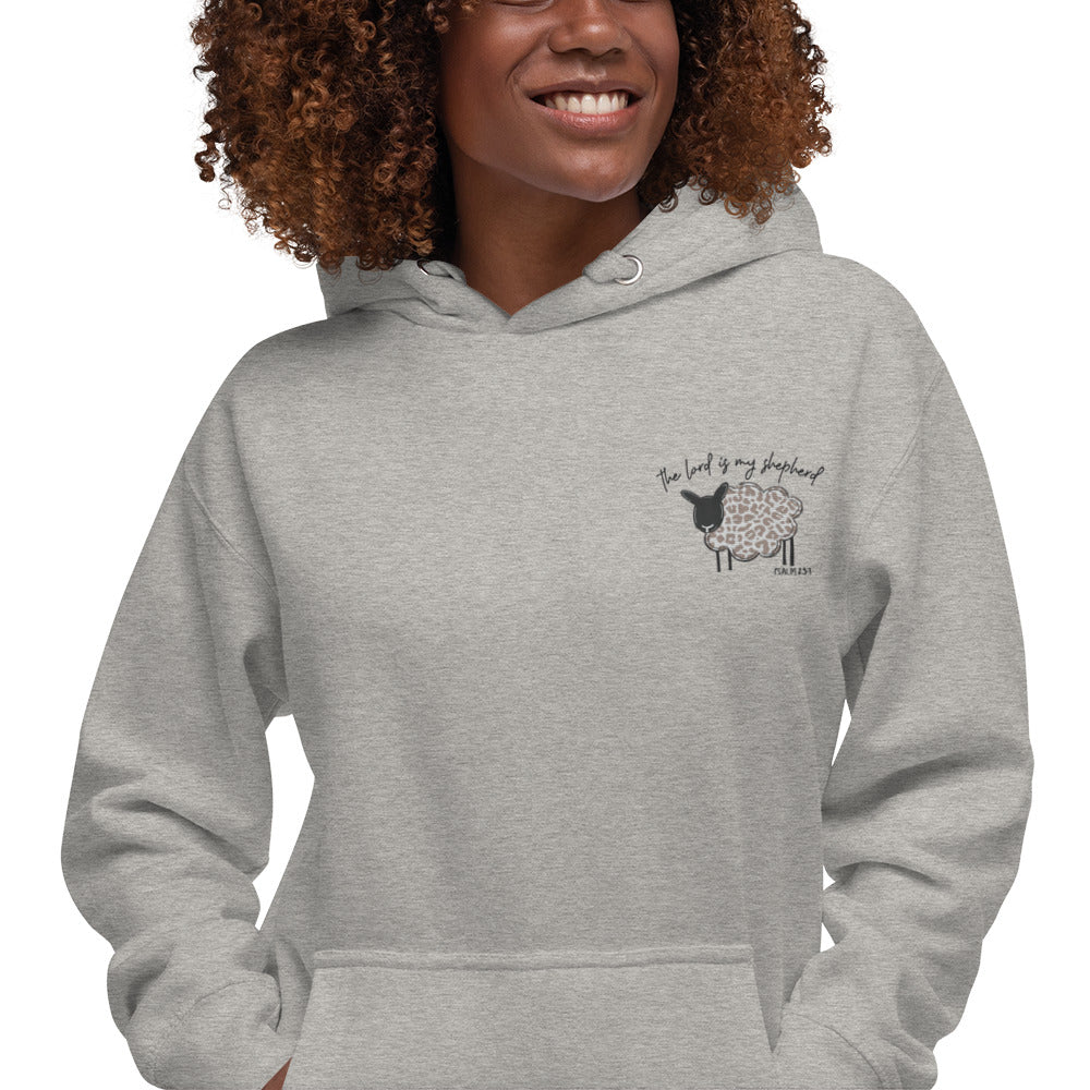 Unisex Hoodie - Left Shoulder Embroidered The Lord is My Shepherd Psalms 25:1