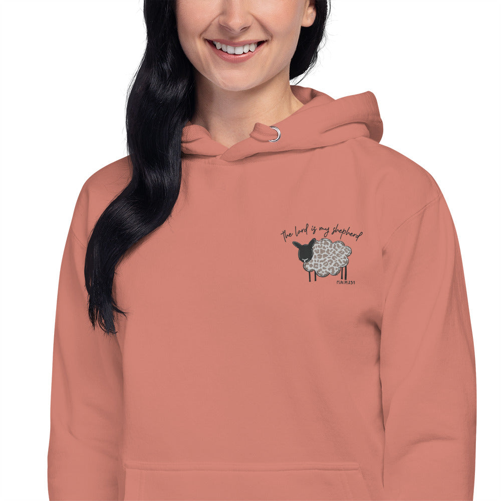 Unisex Hoodie - Left Shoulder Embroidered The Lord is My Shepherd Psalms 25:1