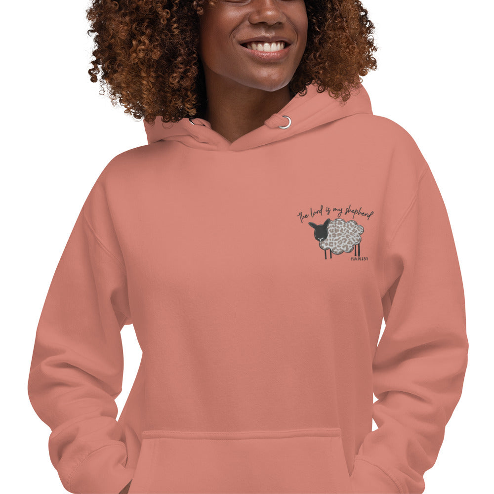 Unisex Hoodie - Left Shoulder Embroidered The Lord is My Shepherd Psalms 25:1