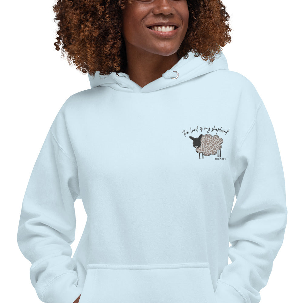 Unisex Hoodie - Left Shoulder Embroidered The Lord is My Shepherd Psalms 25:1