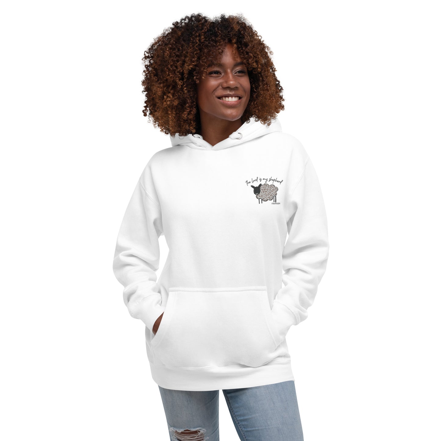 Unisex Hoodie - Left Shoulder Embroidered The Lord is My Shepherd Psalms 25:1