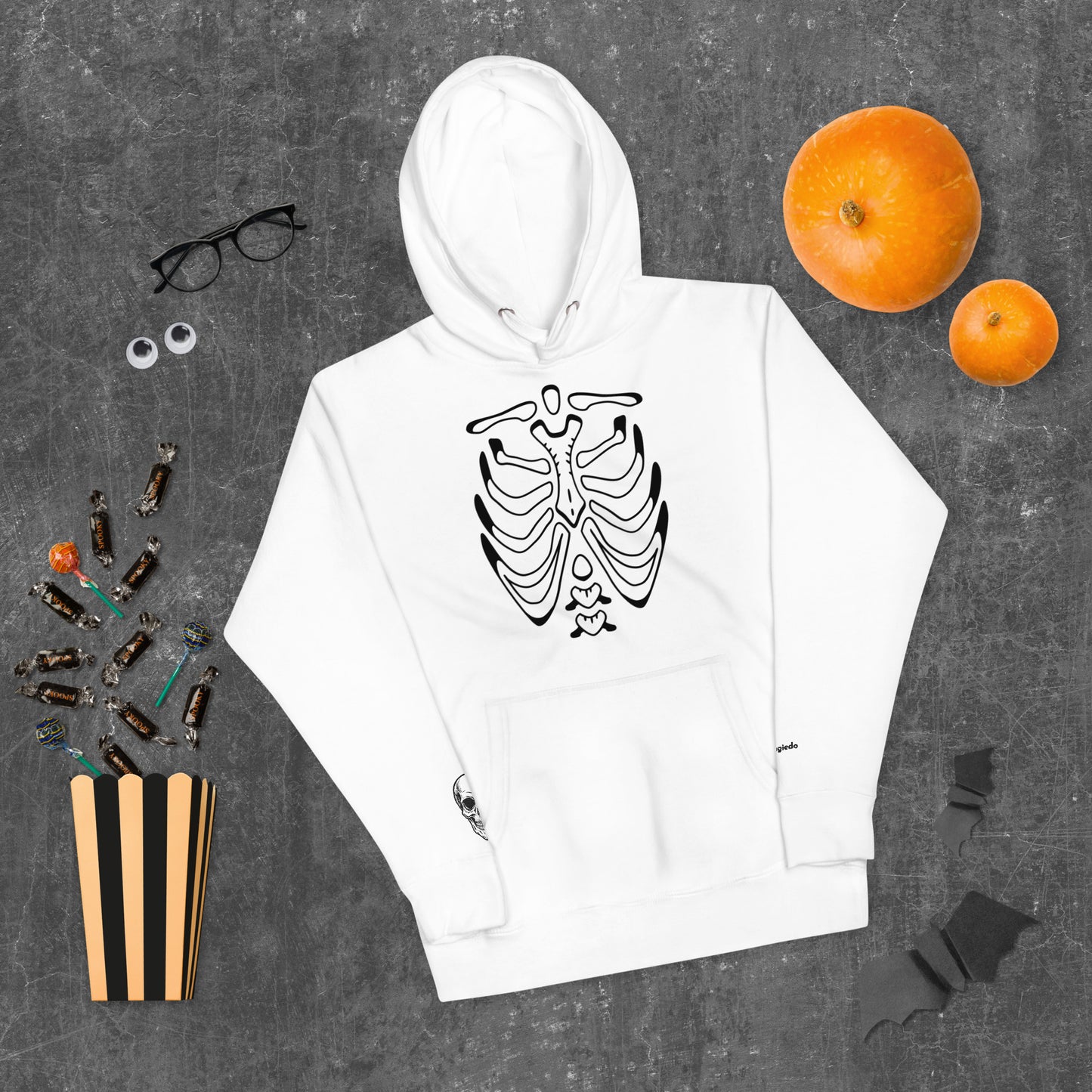 Unisex Hoodie - Halloween Skeleton White Hoodie