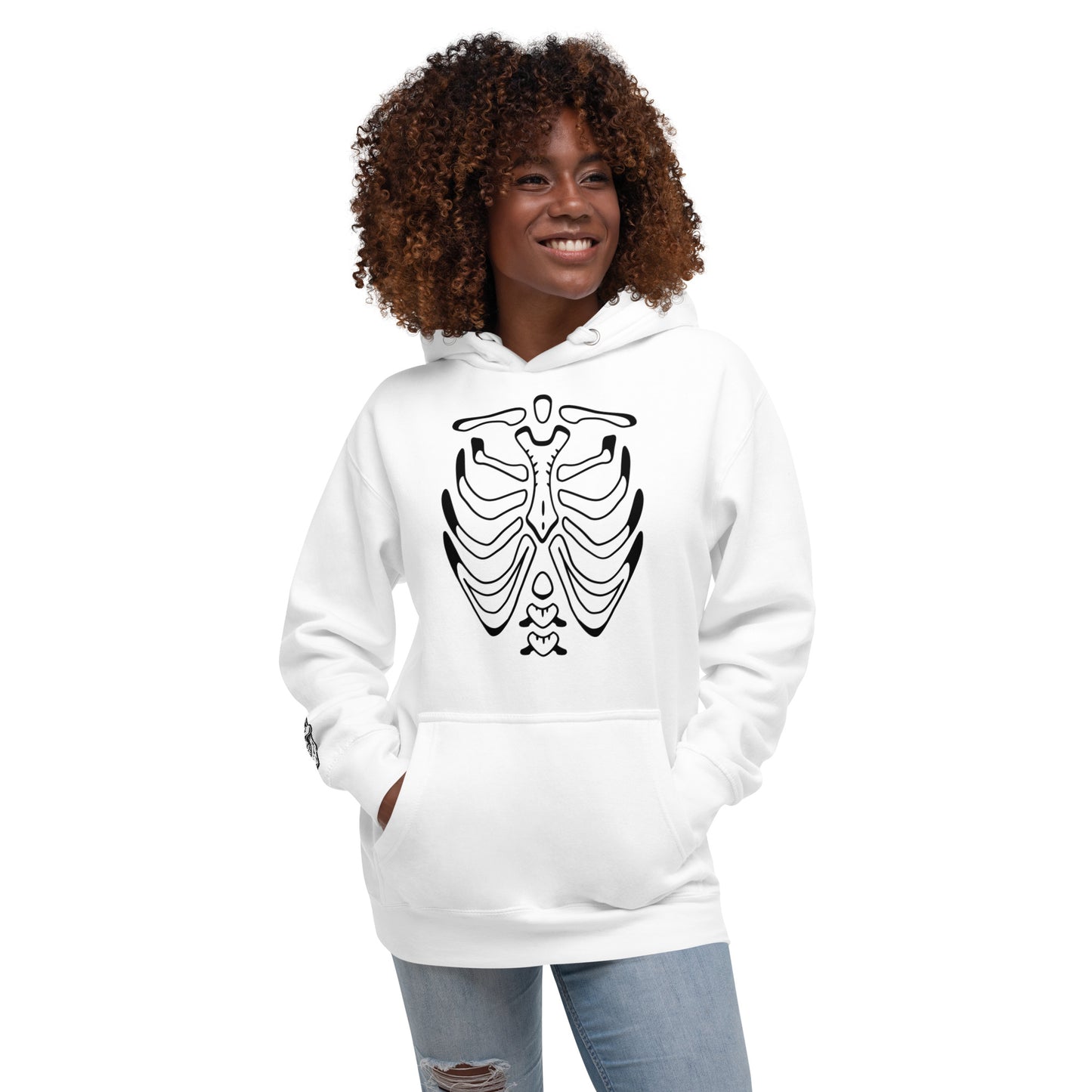 Unisex Hoodie - Halloween Skeleton White Hoodie