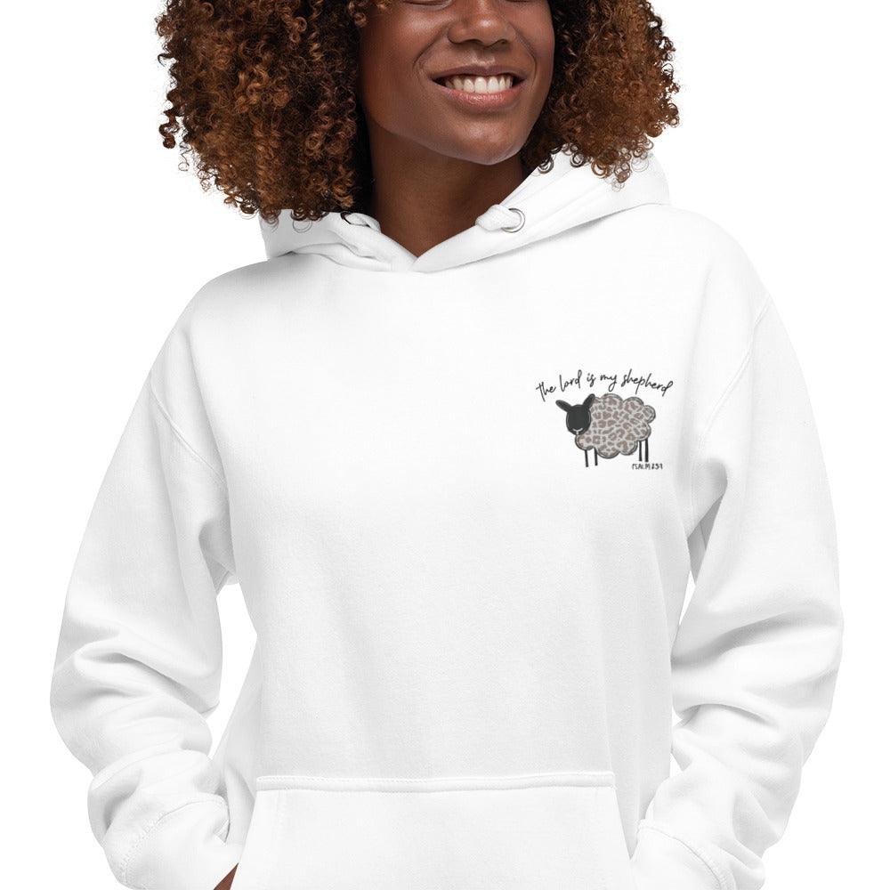 Unisex Hoodie - Left Shoulder Embroidered The Lord is My Shepherd Psalms 25:1