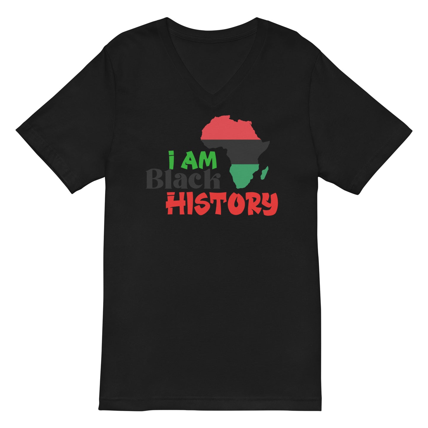 Unisex Short Sleeve V-Neck T-Shirt - I Am Black History