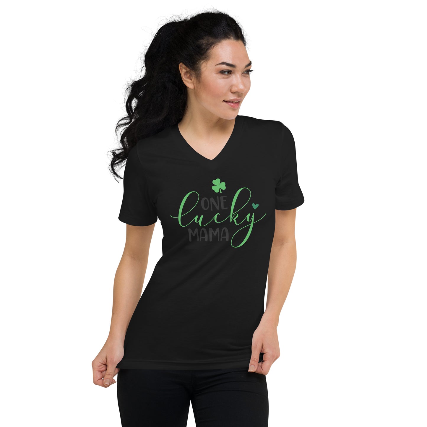 Unisex Short Sleeve V-Neck T-Shirt - St Patty's Day One Lucky Mama