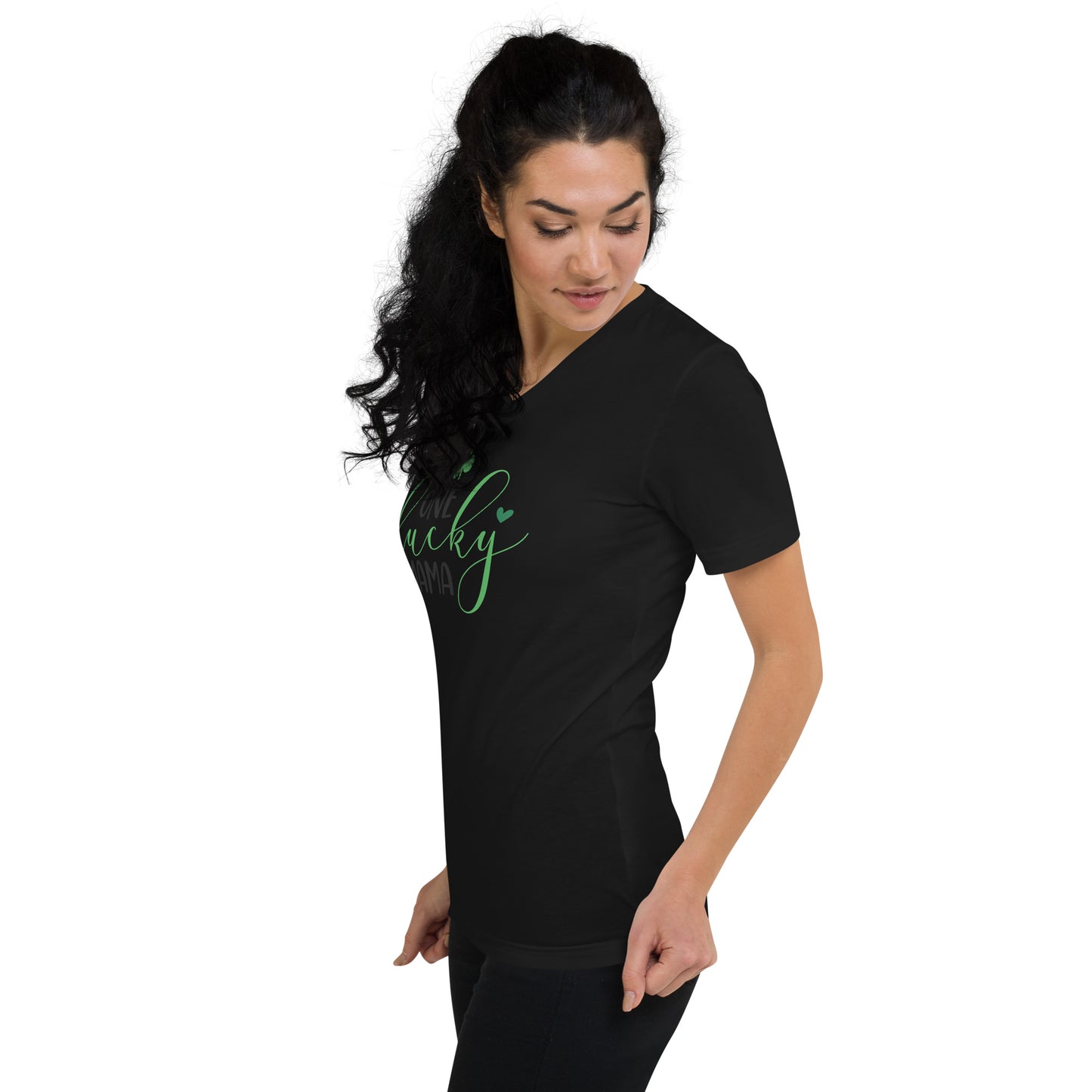 Unisex Short Sleeve V-Neck T-Shirt - St Patty's Day One Lucky Mama