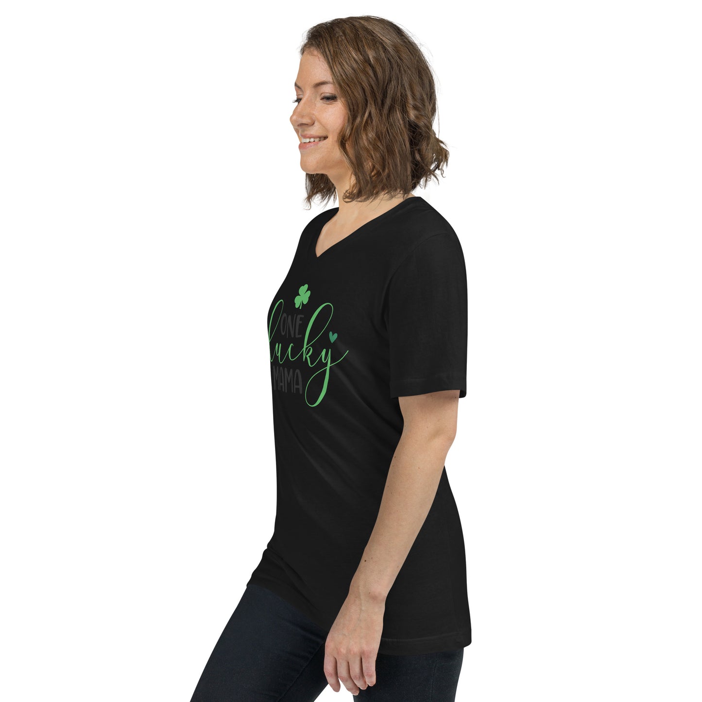 Unisex Short Sleeve V-Neck T-Shirt - St Patty's Day One Lucky Mama