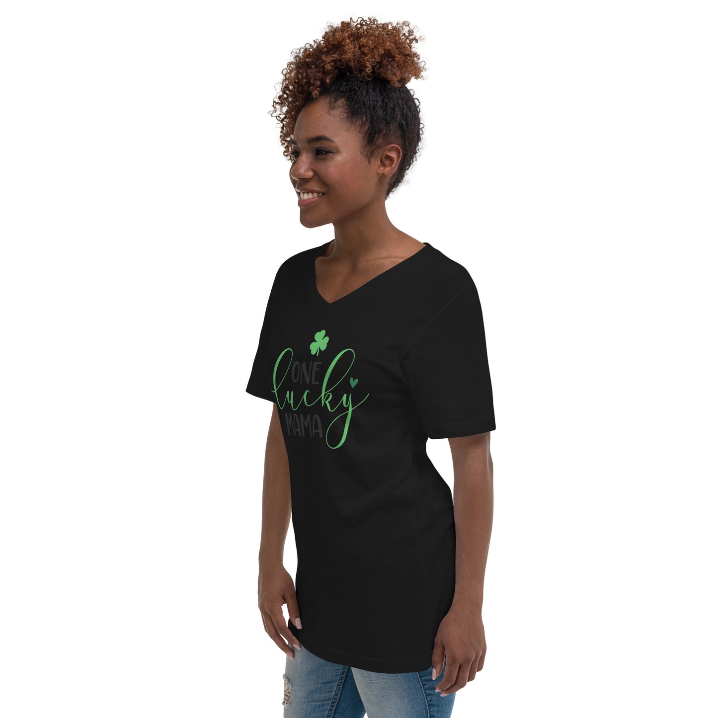 Unisex Short Sleeve V-Neck T-Shirt - St Patty's Day One Lucky Mama