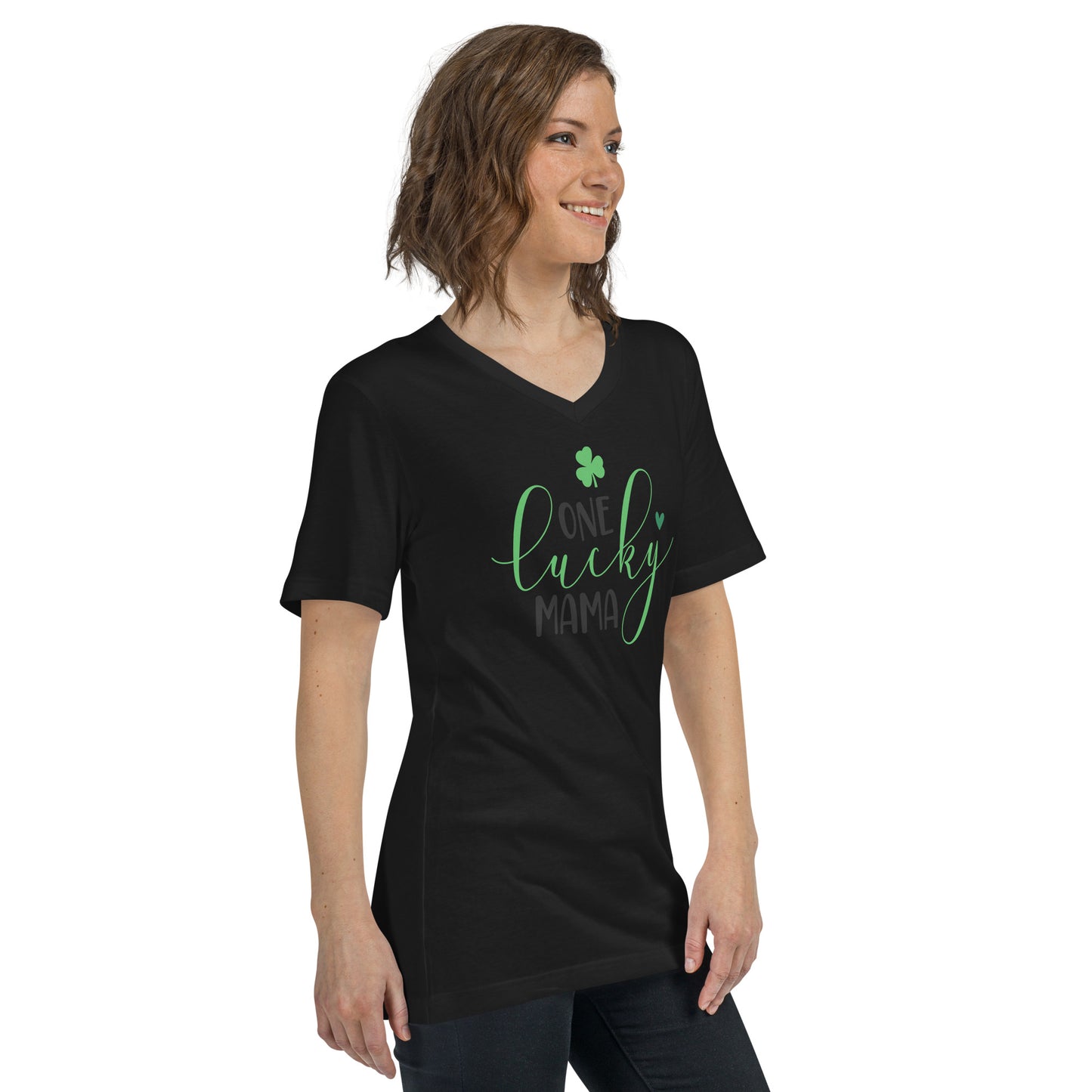 Unisex Short Sleeve V-Neck T-Shirt - St Patty's Day One Lucky Mama