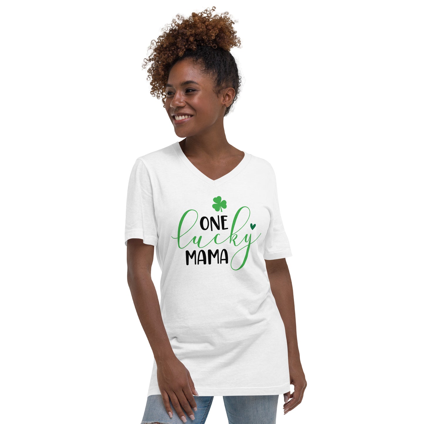 Unisex Short Sleeve V-Neck T-Shirt - St Patty's Day One Lucky Mama