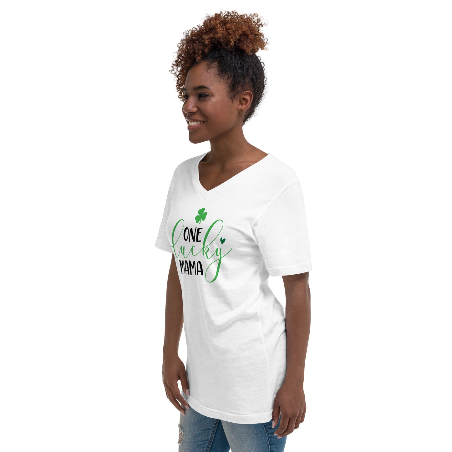 Unisex Short Sleeve V-Neck T-Shirt - St Patty's Day One Lucky Mama