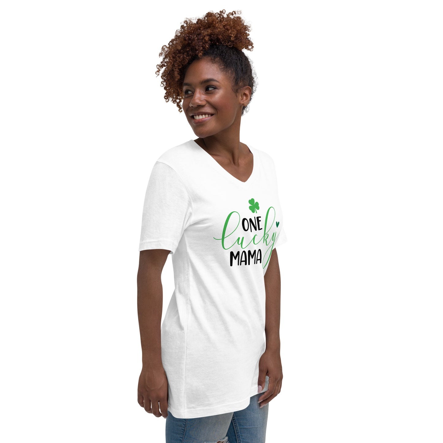 Unisex Short Sleeve V-Neck T-Shirt - St Patty's Day One Lucky Mama