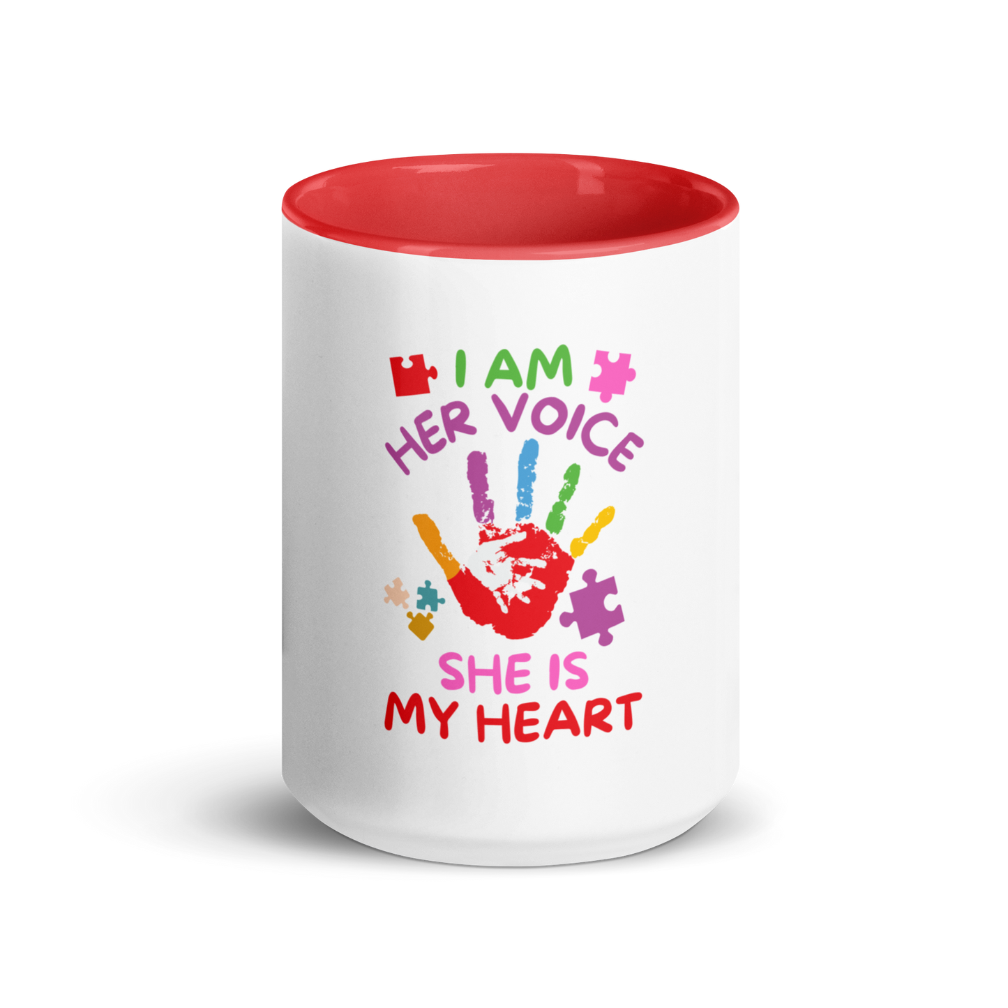 Mug with Color Inside - I Am Her Voice She Is My Heart