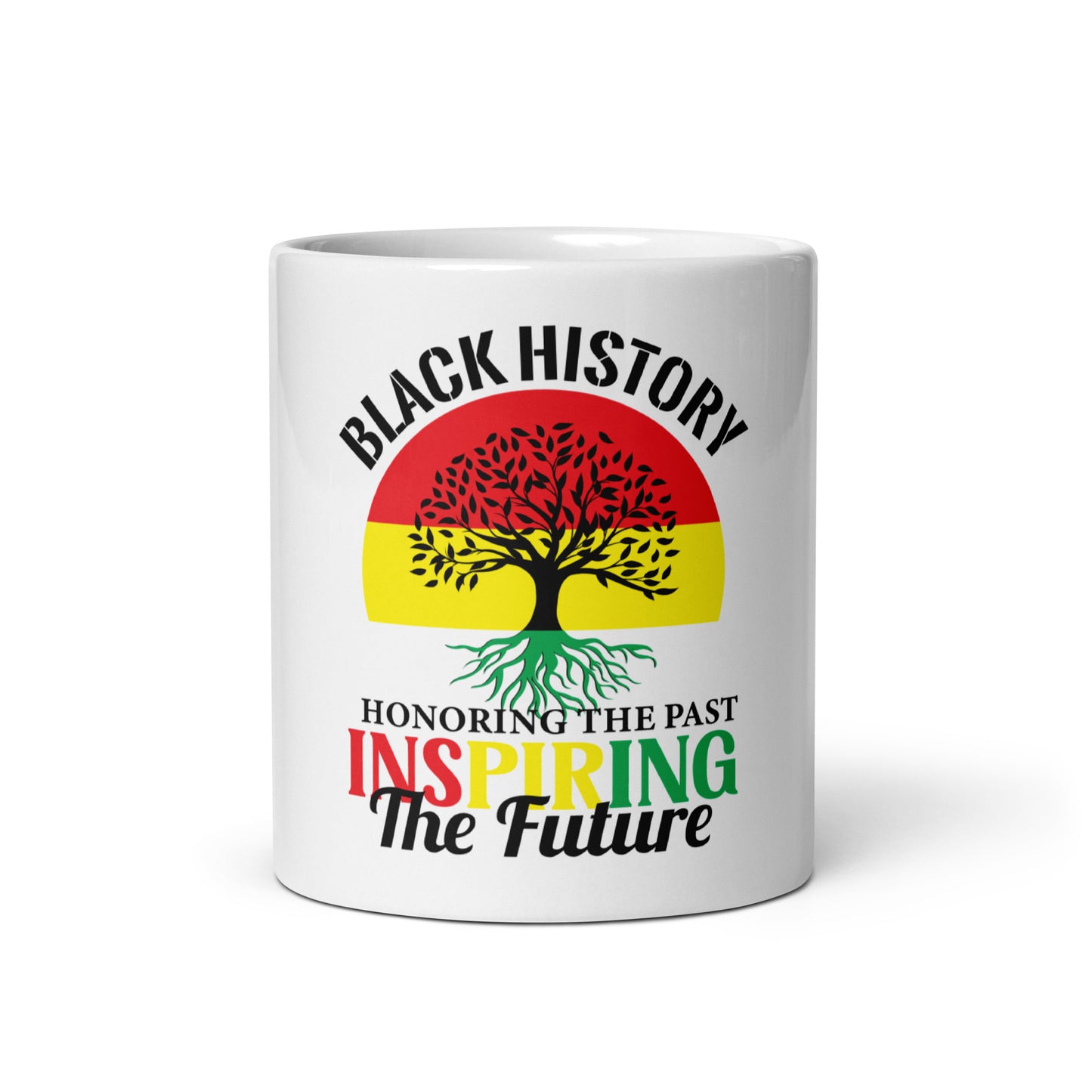 White glossy mug - Black History Honoring the Past Inspiring the Future