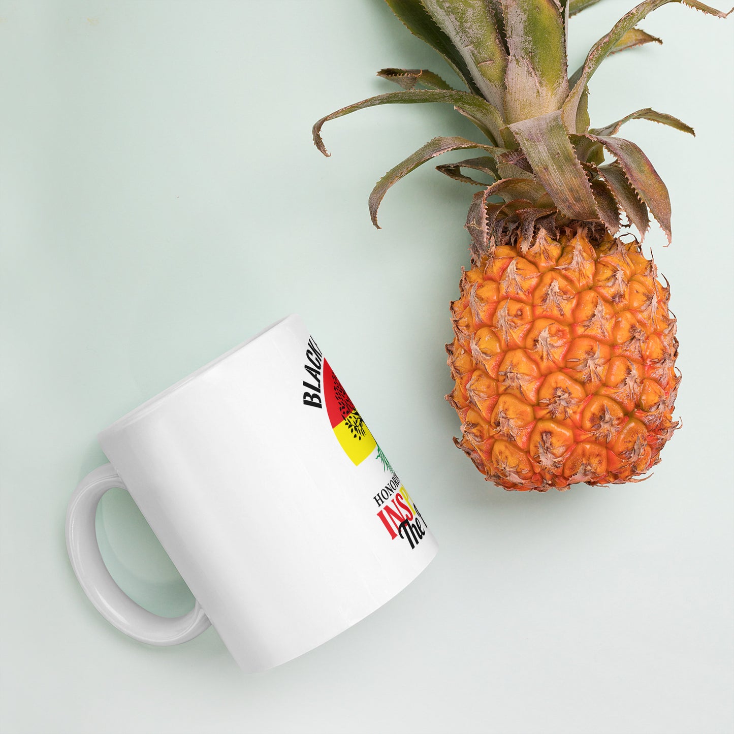 White glossy mug - Black History Honoring the Past Inspiring the Future