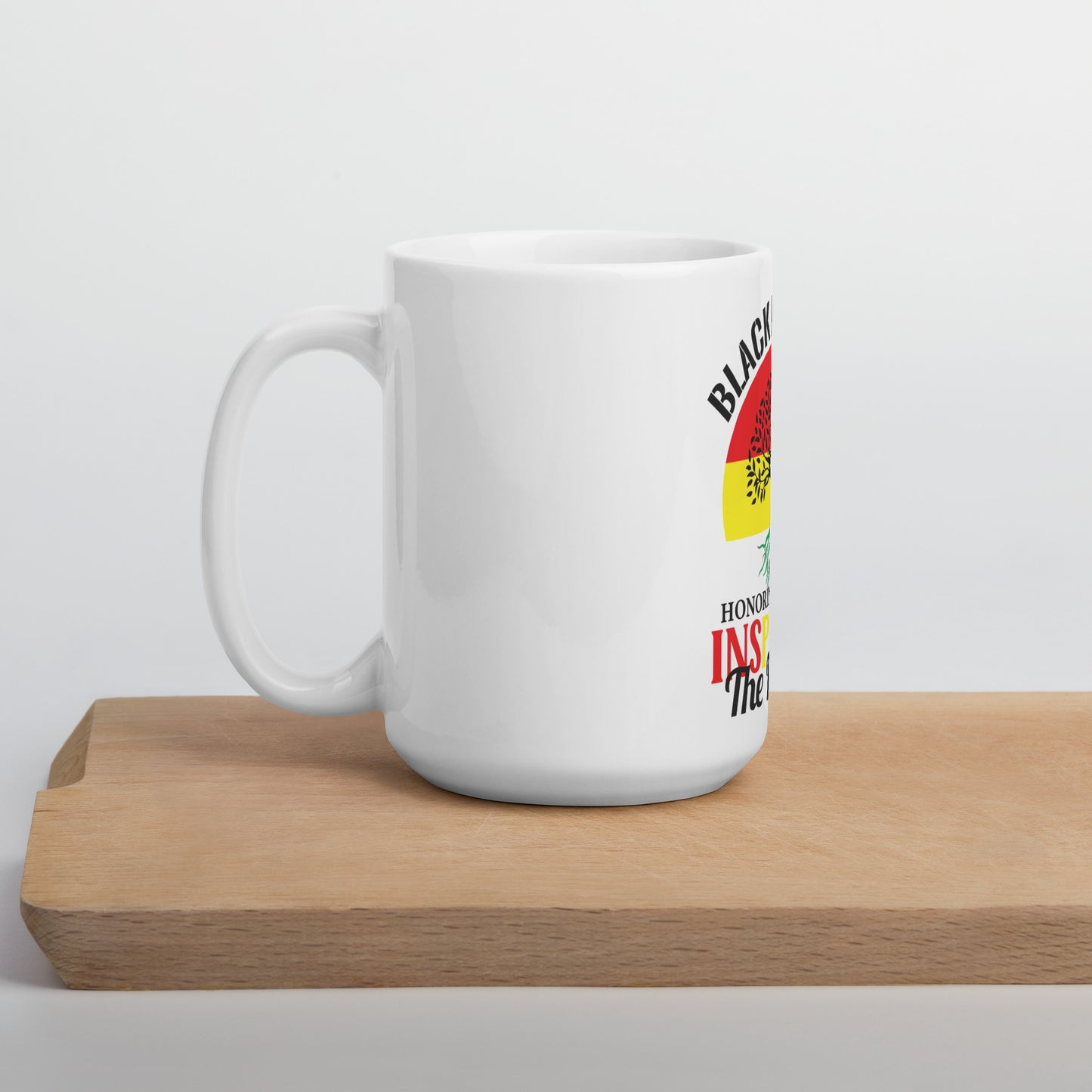 White glossy mug - Black History Honoring the Past Inspiring the Future