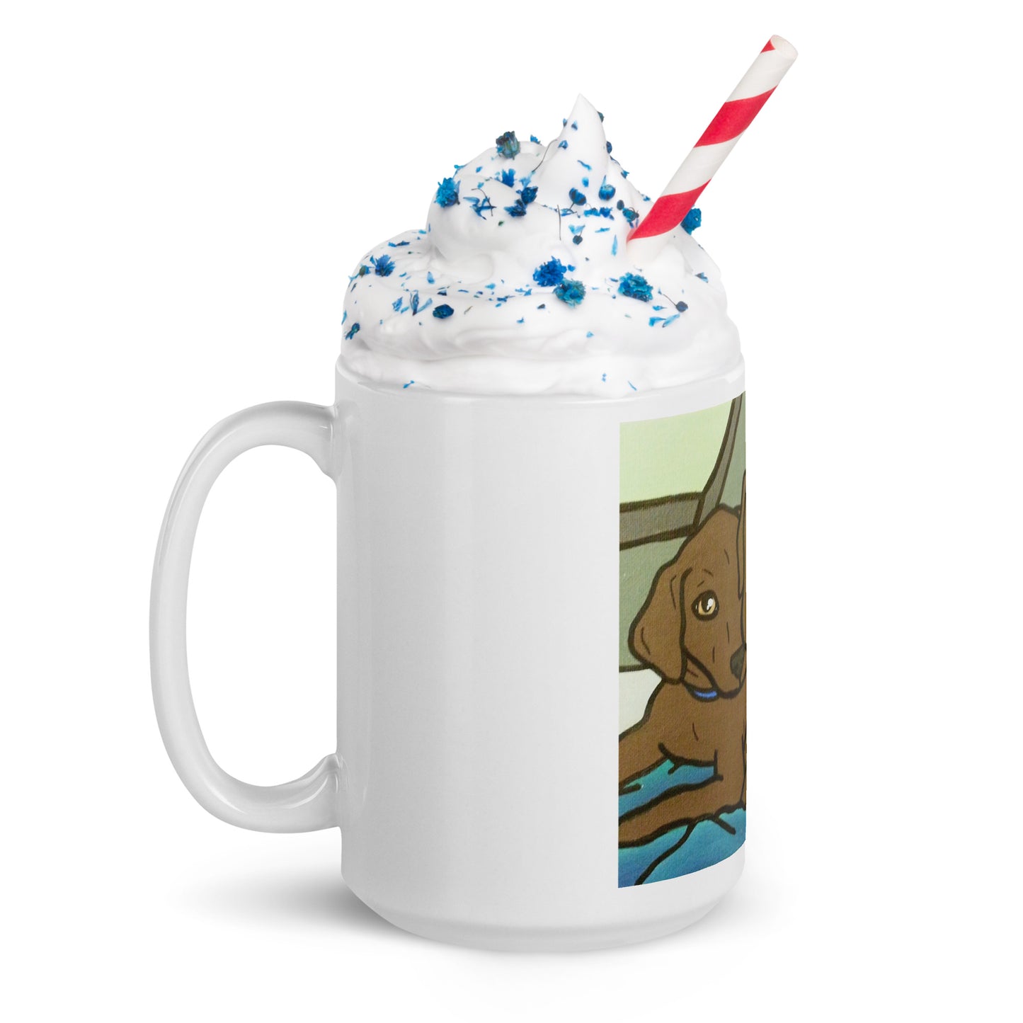 White glossy mug - Sipping on Hot Chocolate with My Chocolate Labs