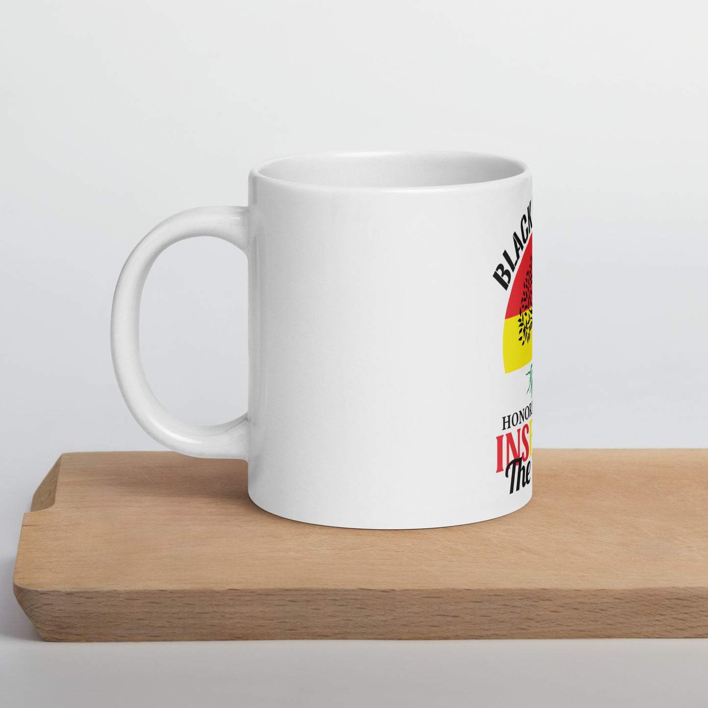 White glossy mug - Black History Honoring the Past Inspiring the Future