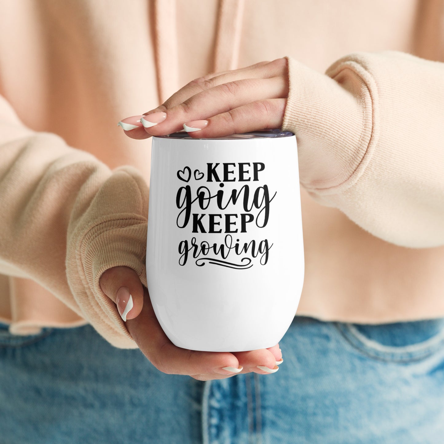 Wine tumbler - Keep Going Keep Growing