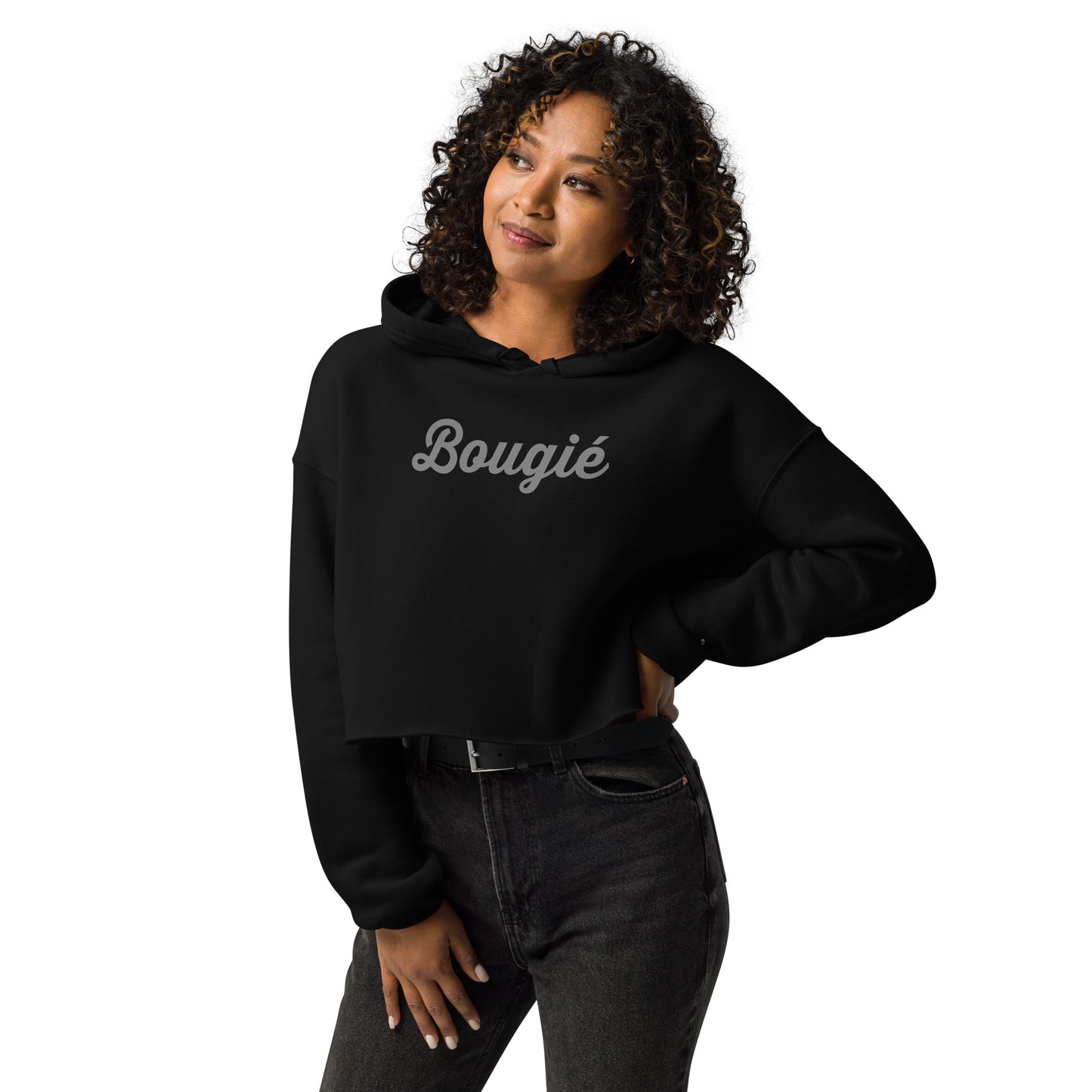 Crop Hoodie - Bougie (Gray Print)