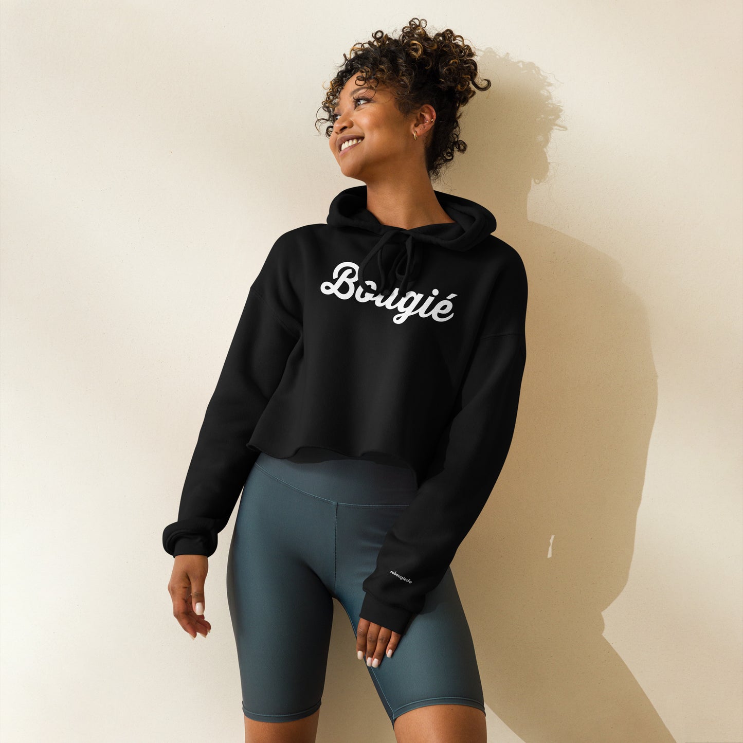 Crop Hoodie - Bougie (White Print)