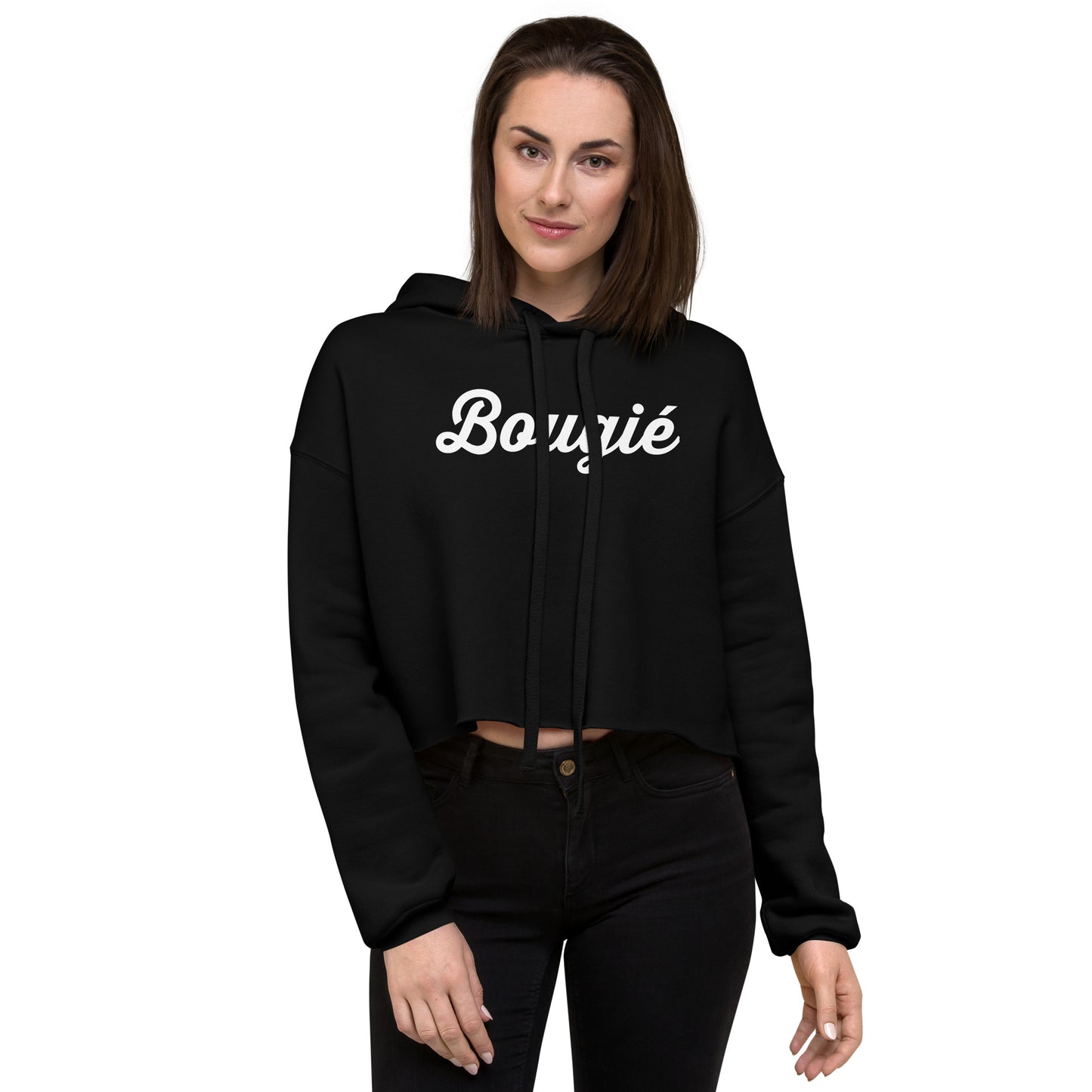 Crop Hoodie - Bougie (White Print)