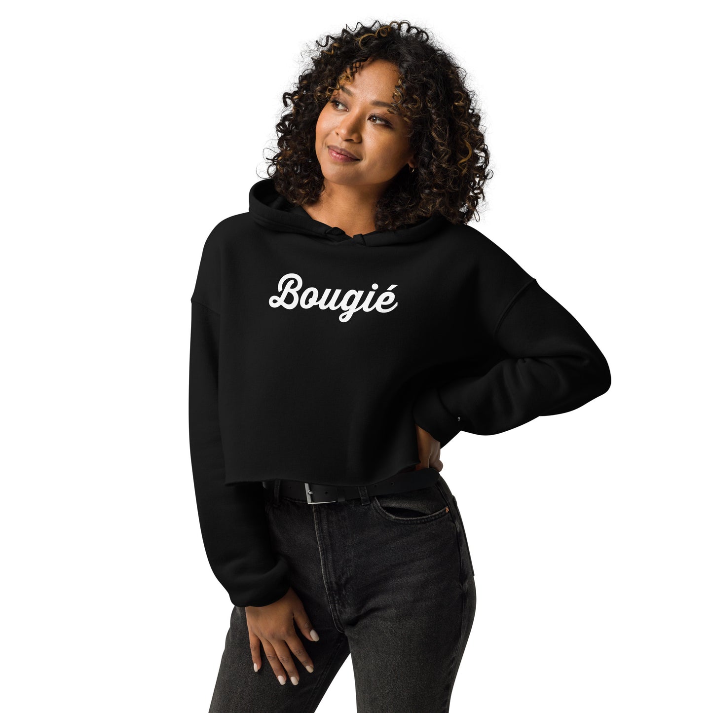 Crop Hoodie - Bougie (White Print)