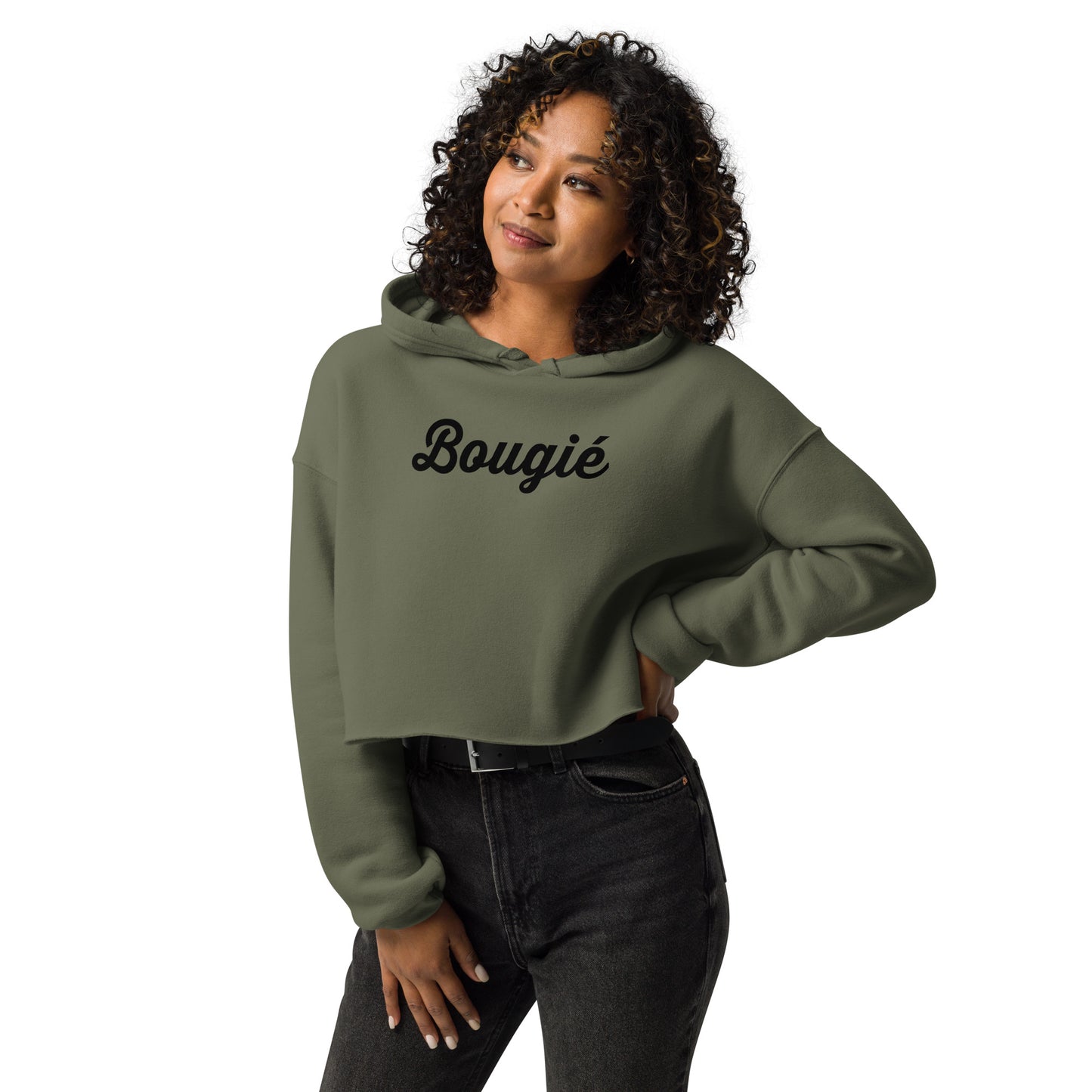 Crop Hoodie - Bougie (Black Print)